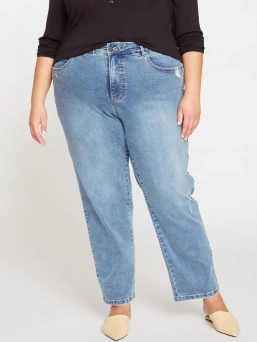Universal Standard women’s High Rise Vintage Straight Leg Distressed Denim